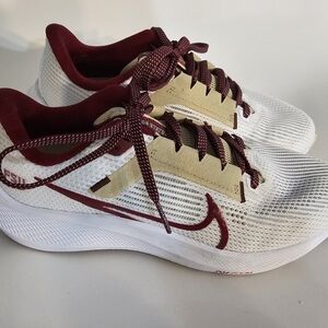 Nike White and Burgundy Running Shoes